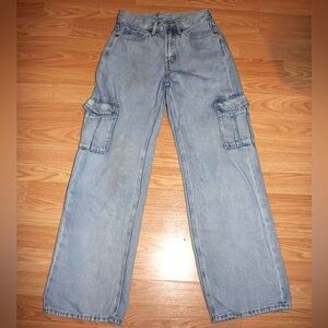 Old Navy Denim Wide Leg Cargo Jeans